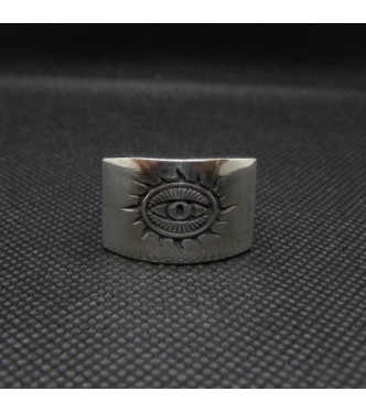 R002018 Sterling Silver Men Ring Amon Ra Eye Sun Genuine Solid Hallmarked 925 Empress